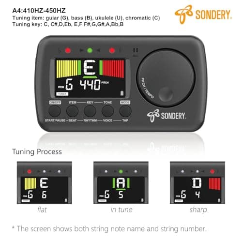 Sondery Digital Vocal Metronome Tuner Rechargeable for Guitar Bass Violin - Thumbnail 4