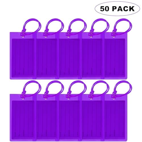 50 Pack Luggage Tags for Suitcases, Airplane Travel Essentials for Flying, International Travel Must Haves, and Luggage Accessories by Sodsay - Image 1
