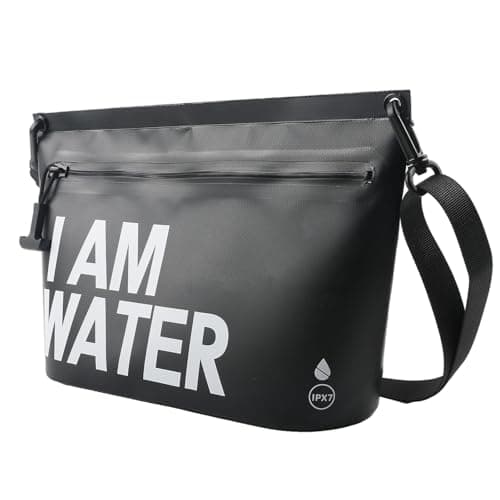 UOEPOWA 6L Waterproof Crossbody Bag Detachable Adjustable Shoulder Strap Unisex IPX8 Waterproof Holds Phone, Wallet, Skincare Ideal for Diving, Camping, Leisure(Black) - Image 1