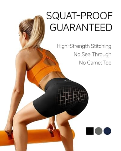MXYMXY Women’s 6” High Waisted Biker Shorts — Sculpting Fit Tummy Control Workout Shorts Moisture-Wicking Athletic Running Shorts Black - Thumbnail 6