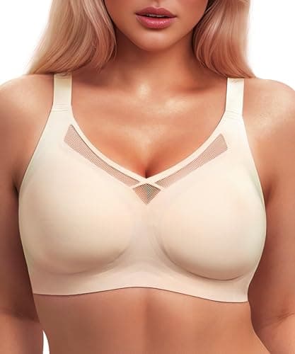 Jelly Strips Smooth Wireless Bras for Women No Underwire (34B-42DD) Bralettes for Women Seamless Bra with Support and Lift Comfort T-Shirt Bra Nude 38DD - Image 1