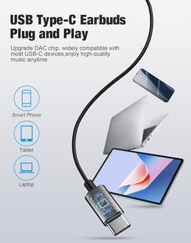 USB C Headphones for Samsung S26 Ultra S25, Wired Earbuds USB C, USBC Headphones [Clear Microphone] Noise Cancelling HiFi Ear Buds Pods for iPhone 17 16 15, Android/School/Travel [Black] 2 Pack - Thumbnail 2