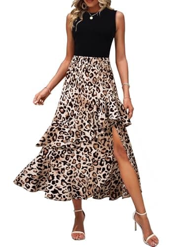 Dokotoo Summer Dresses for Women 2026 Elegant Classy Spring Floral Boho Cocktail Wedding Guest Dresses Womens Midi Dress Vacation Beach Outfits Formal Women's Dress Beige - Image 1