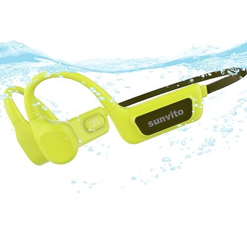 sunvito Bone Conduction Swimming Headphones, IPX8 Waterproof Open-Ear Sports Headphones with Built-in MP3 Player, Bluetooth 5.4 for Swimming, Running & Gym, Green - Image 1