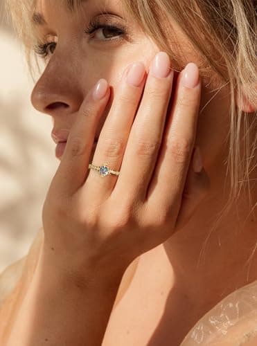 Fimewon Cubic Zirconia Rings for Women Gold Vintage rings Waterproof Jewelry Gifts for Her Size 5 - Thumbnail 2