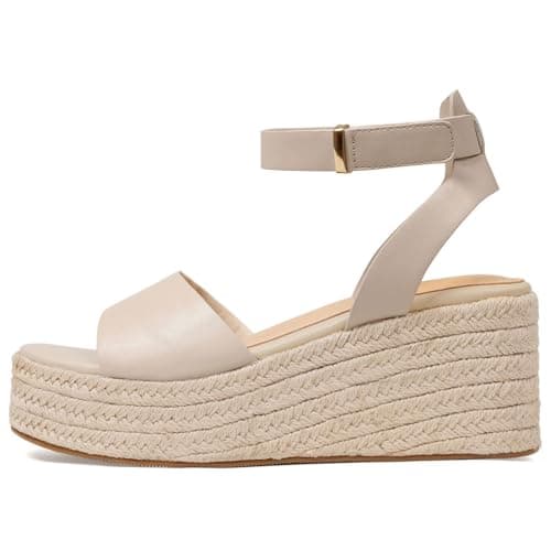 COMFITORIA Wedge Sandals for Women Espadrille Platform Wedge Heels Adjustable Strap Braided Sandal Summer Open Toe Vacation Slip-On Sandals Bohemia Beach Comfortable Dressy Shoes,(Apricot, Size 10) - Image 1