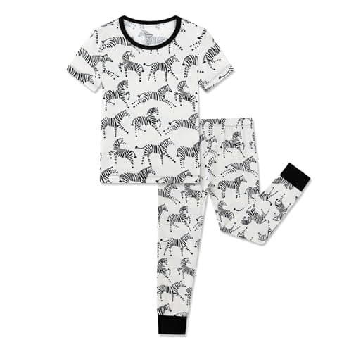 NewSeed Kids 2-Piece So Soft 2-Piece Playtime Set – Short Sleeve Crew Neck Top with Matching Leggings, Little to Big Kids (Zebras, 7-8Y) - Image 1