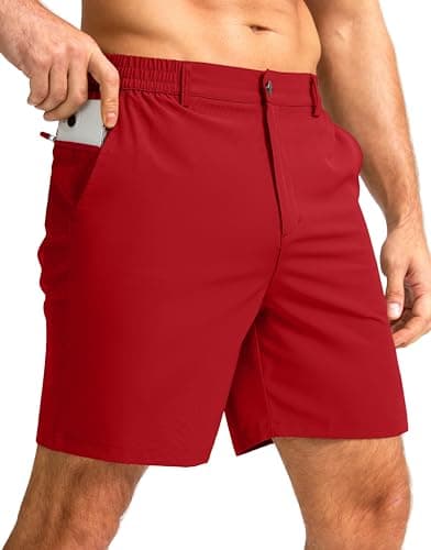 G Gradual Men's Casual Shorts 7" Lightweight Golf Shorts for Men Stretch with 3 Pockets Quick Dry Breathable Work Shorts Red - Image 1