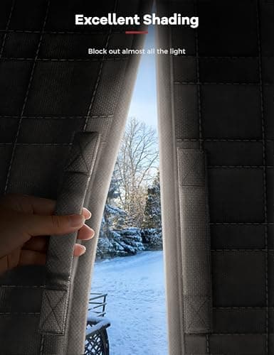 AEOCOO Thermal Door Curtain, Fit Size up to 36 x 80 Inches, Magnetic Insulated Door Curtains for Doorway/Front/Back/Basement, Oxford Cover with Thick Cotton to Keep Warm Winter, Grey, Rectangle - Thumbnail 5