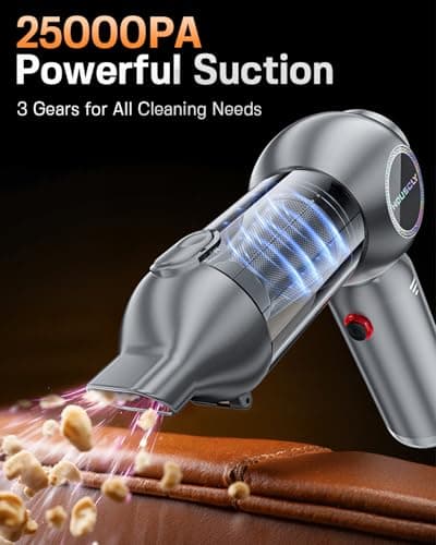 Handheld Car Vacuum Portable Cordless 25000Pa High Power Small Mini Hand Vacuum Cleaner Rechargeable 4-in-1 Compressed Air Duster Blower Pump Wireless Handheld Vac for Car Office Desktop Home Cleaning - Thumbnail 2