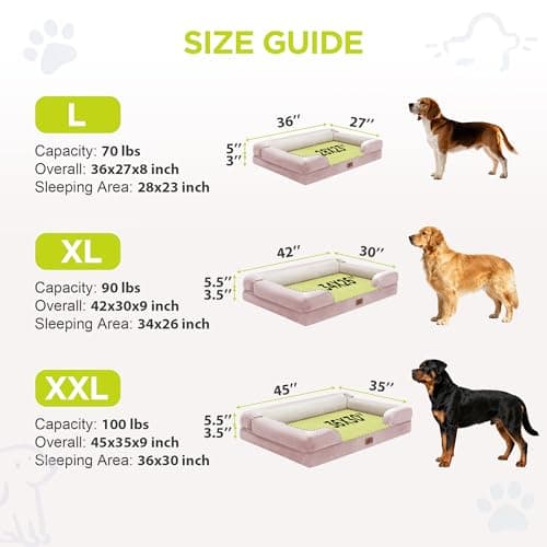 Orthopedic Dog Beds for Large Medium Dogs, Big Waterproof Memory Foam Pet Couch Bed with Removable Washable Cover, Tennis Ball Toy, 36x27 - Thumbnail 4