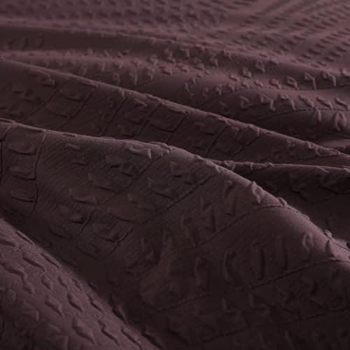 Geniospin Full Size Comforter Set - 7 Pieces Purple Bedding Set, Botanical Textured Comforter Set, All Season Comfortable Bed in a Bag with Comforter, Sheets, Pillowcases & Shams - Thumbnail 6