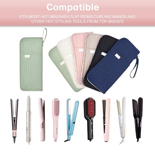KarSyon Hot Tools Organizer Heat Resistant Mat Case Hair Tools Holder Travel Bag Portable Hair Styling Tools Cover Pouch for Curling Iron,Flat Iron,Hair Straightener (Sage Green) - Thumbnail 6