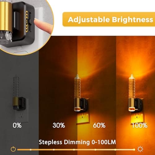 L LOHAS LED Night Light, Amber Candle Night Lights Plug into Wall, 0-100 LM Dimmable Nightlight, Plug in Acrylic Diamond Night Light with Dusk to Dawn Sensor, for Bathroom Hallway - Thumbnail 2