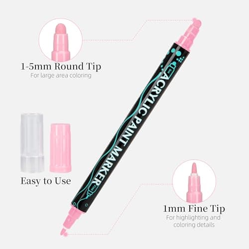 SMOOTHERPRO Acrylic Paint Markers, 24 Colors Dual Tip Acrylic Paint Pens for Wood, Canvas, Stone, Pumpkins, Rock Painting, Glass, Plastic, Ceramic, DIY Crafts Art Supplies - Thumbnail 3