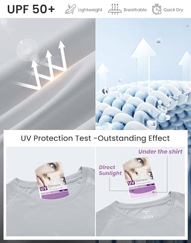 Pudolla Men's Rashguard Swim Shirts Short Sleeve UPF 50+ UV Fishing Shirts Quick Dry Water Beach Shirt(Light Grey XL) - Thumbnail 4