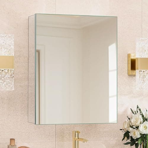 HABIUBIU 20 x 26 Inch Medicine Cabinet Mirror,Bathroom Mirror Cabinet with Adjustable Shelves,Aluminum Silver Medicine Cabinets for Bathroom,Recessed or Wall Mounted Medicine Cabinets - Image 1