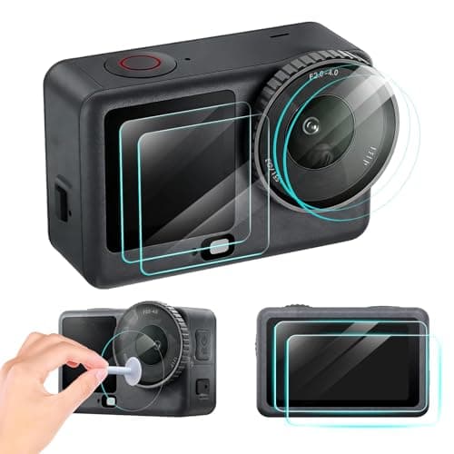 Screen Protector for DJI Osmo Action 6 Accessories(2 Sets),Lens Protector&Screen Protector for DJI Action 6 Accessories with Auxiliary Suction Cup,9H Hardness Tempered Glass, Ultra HD,Easy Installation - Image 1