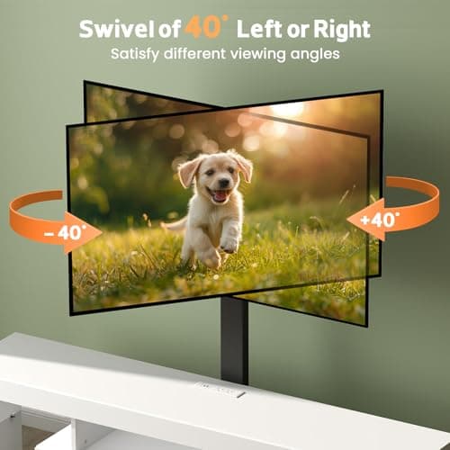 Lamtor TV-Stand with Mount 75 inch - LED TV Stand with Power Outlet & Drawers, Modern Entertainment Center with Mount for Living Room, Bedroom, White - Thumbnail 3