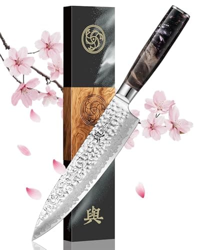 Japanese Chef Knife, 67-Layer Damascus Steel 8 Inch Kitchen Knife with AUS-10 Core, Professional Hand Forged Gyuto Knife with Gift Box, Ergonomic Handle, Ideal Valentine's Day Gifts for Men Women - Image 1
