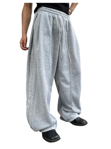 GORGLITTER Men's Wide Leg Baggy Sweatpants Y2K Oversized Casual Workout Athletic Trousers Track Pants Grey Medium - Image 1