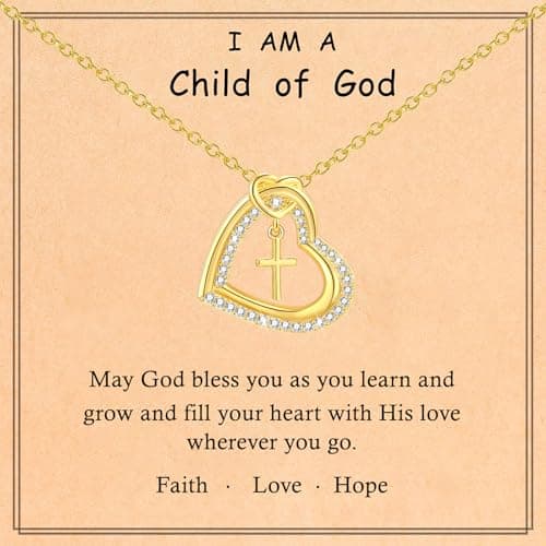 GLEZZA First Communion Gifts for Teens,Cross Necklace for Daughter Baptism First Communion Confirmation Graduation Easter Jewelry Gifts for Daughter Granddaughter Niece - Image 1