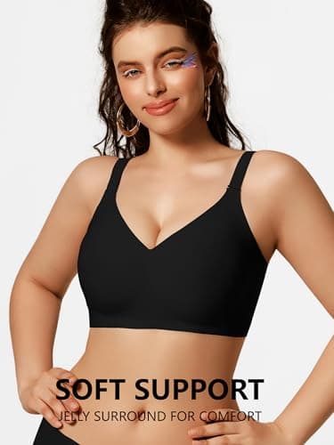 COCOMARTS Jelly Bras for Women No Underwire Push Up Seamless Supportive Plunge Bra Full Coverage Comfortable Bralettes Black 2X-Large - Thumbnail 4