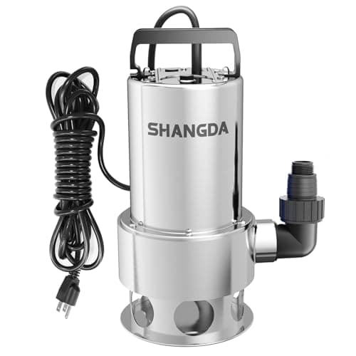 SHANGDA Sump Pump Submersible 1HP Dirty/Clean Water Transfer Pump 4500GPH Portable Electric Water Pump for Pool Draining Hot Tub Flooded Basement Ponds Garden Yard with Adapters