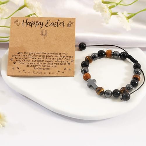 BAYLAY Easter Gifts for Teen Boys Men - Easter Basket Essentials Stuffers Fillers for Teens Boys Cross Bracelet for Boy Religious Christian Gift - Thumbnail 6