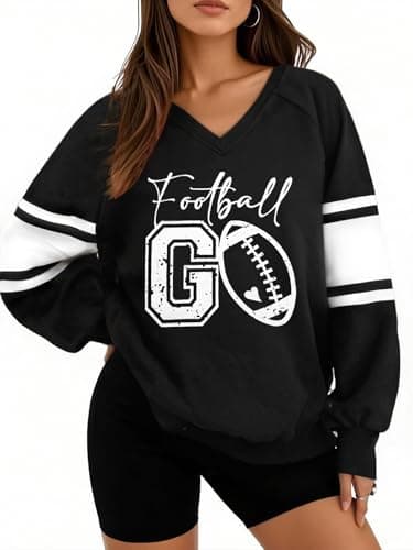 ASTANFY Game Day Sweatshirt for Women Football Sweatshirts Football Mom Hoodie Game Day Fan Gift Long Sleeve Tops - Image 1