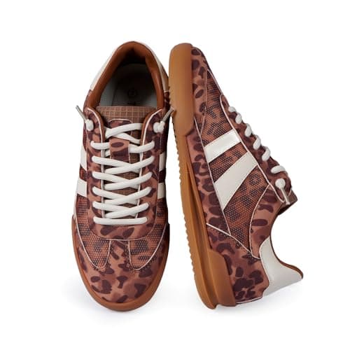 Tigeridea Fashion Sneakers for Women Lace up Tennis Shoes Comfortable Womens Leapord Causal Sneakers Closed Toe Womens Walking Shoes Size 7 - Image 1