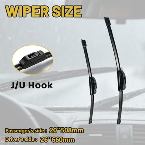 Ford Edge 2007-2014 & Dodge Grand Caravan 2008-2020 Windshield Wiper Blades, 26"+20" U & J Hook All Season OEM Replacement Front Blades - Thumbnail 2