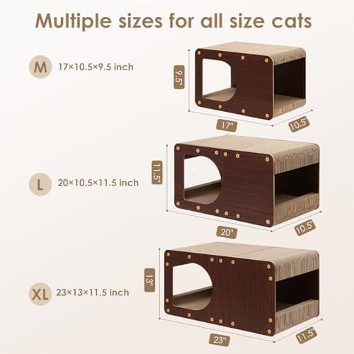 EHEYCIGA Cardboard Cat Scratcher House, 17-Inch Corrugated Cat Scratcher for Indoor Cats, Kitten Scratching Board Pad, Dark Brown - Thumbnail 6
