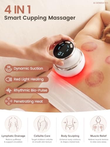 Poeruo Cupping Massager & Gua Sha, Anti Cellulite Massager & Body Sculpting Machine, Lymphatic Drainage Massager for Back, Waist, Belly - Thumbnail 2