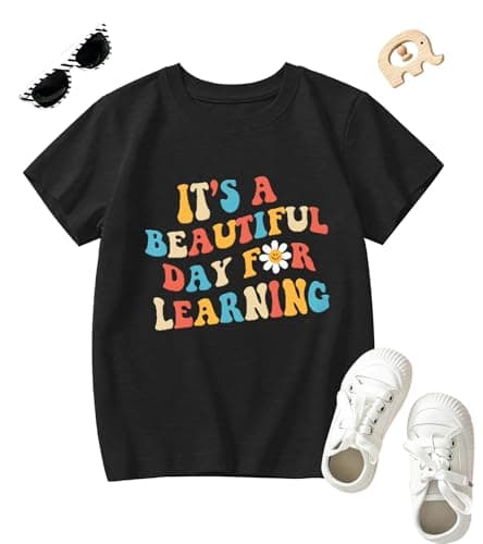 Read Book Shirt Kids-Its A Beautiful Day for Learning Short Sleeve Toddler Reading Tee Tops Boy Book Tshirt for Girl A-Black - Image 1