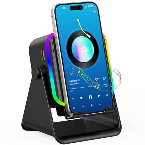 TARKARI Wireless Induction Speaker, 5 in 1 Bluetooth Speaker with Phone Stand, Charging Function 360° Rotation Phone Holder Compatible with iPhone Android iPad Samsung, Birthday Gifts for Men Women - Image 1