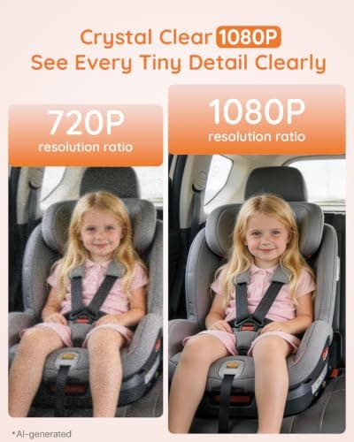 Babyvue BV3 MAX Record & Monitor Baby Car Camera for 2 Kids, 1080P 7.2" Split Screen Display with IR Night Vision, Easy Setup Carseat Camera, Rear Facing Baby Car Monitor for Twins/Pet - Thumbnail 4