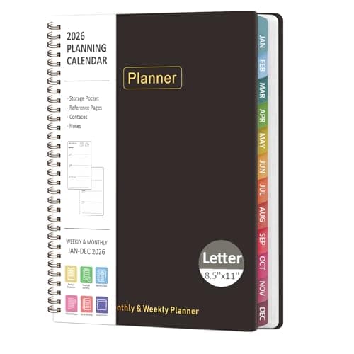 2026 Planner, 8.5" x 11" Weekly and Monthly Large Calendar Planner, Letter Size, Jan - Dec 2026, Hardcover Daily Agenda and Organizers for School Essentials & Office Supplies