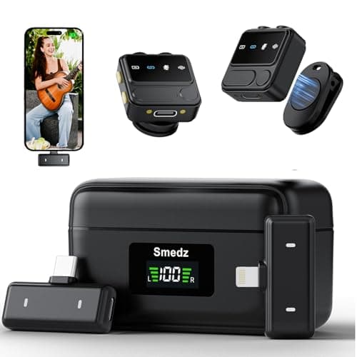 Smedz Wireless Microphone for iPhone Android,Mini Lavalier Microphone with AI Noise Reduction, 164FT Range&80H Charging Case Magnetic Mini Mic for for YouTube TikTok Vlog Podcast Live Streaming - Image 1