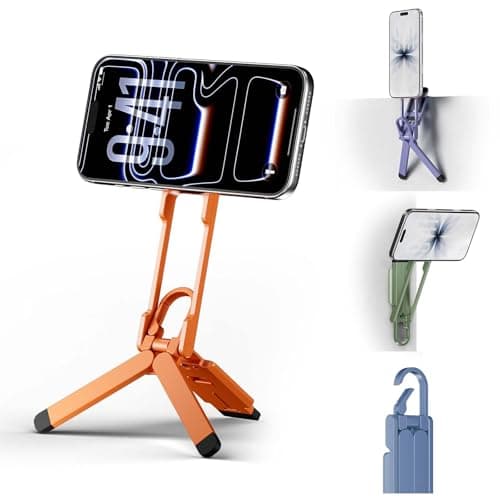 COMAN DP58 Magnetic Phone Tripod, Aluminum MagSafe Tripod Stand with Carabiner, Mini Portable Travel Pocket Stand for iPhone & Non-Magnetic Phones with Included Ring - Image 1