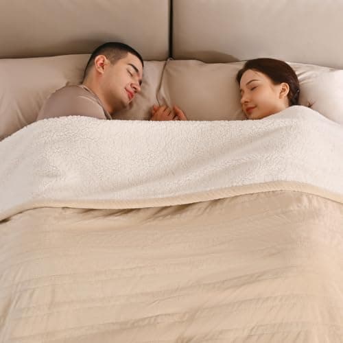 Bearhug Electric Blanket King Size 100" x 90", Dual Controller Heated Blanket Beige, Velvet & Sherpa, 10-Heat Levels & 1-12H Auto Off, 5 Year Warranty, Over-Heat Protect, ETL, Machine Washable - Image 1