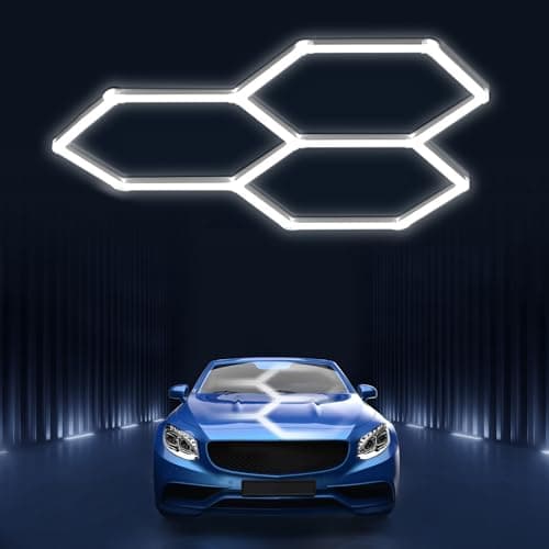 Hexagon led Lights: DIY Ceiling LED Gym Light Hexagon Garage Lights 16660LM Bigger Size for Basement Warehouse Workshop Barbershop Car Care Wash Room Auto Beauty Shop Exhibition Hall 3 Grids 6500K - Image 1