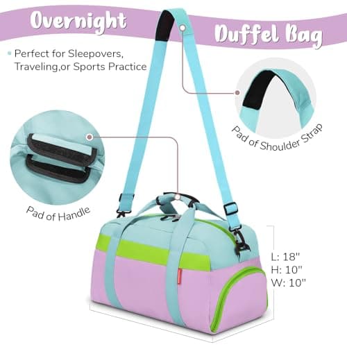 WOOMADA Travel Duffle Bag, Weekend Bag with Wet Pocket & Trolley Sleeve, Overnight Duffel(blue&purple) - Thumbnail 3