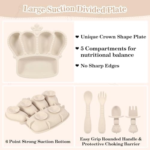 Silicone Baby Feeding Set 10 Pcs Baby Led Weaning Supplies Suction Bowl Divided Plate Baby Bibs Fruit Feeder Baby Spoons Forks Sippy Cup Toddler Utensil Sets Baby Essentials for Newborn Gift - Thumbnail 3