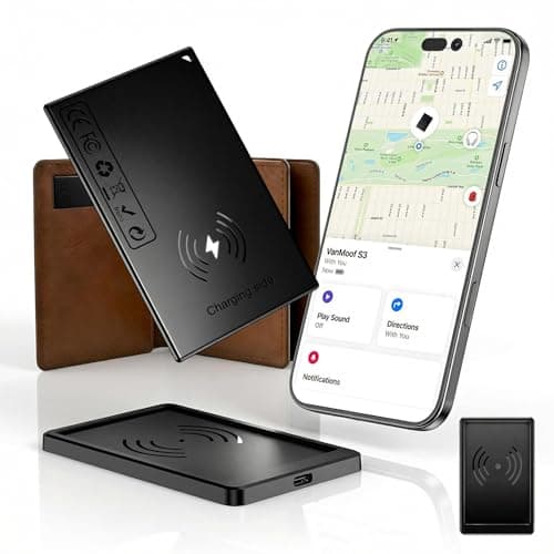 Wallet Tracker Card Apple Find My (iOS Only), Rechargeable Air Tracker Tag, Waterproof Item Finder for Wallet, Bags, Passport, Custom Charger Included, 0.07inch, Men's Gifts
