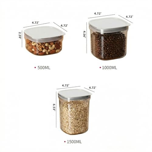 LavStow Airtight Food Storage Containers with Lids, 4 Pcs Set BPA Free Clear Kitchen Pantry Organization Canisters for Herbs, Coffee, Tea - Keeps Food Fresh & Dry (Transparent - 3pcs) - Thumbnail 2