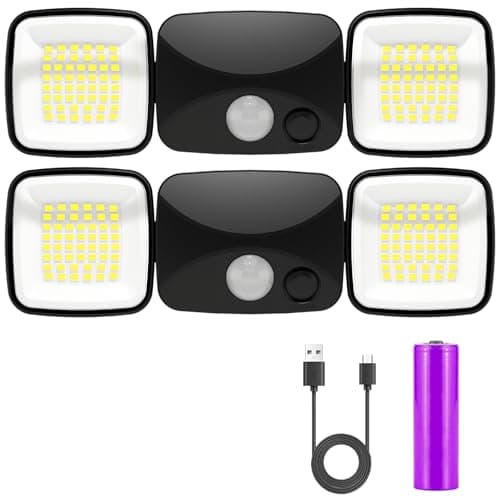 Allotall Rechargeable Battery Operated Lights 3-5 Months Endurance Motion Sensor Light Outdoor High Brightness, USB Charging Flood Light for Garage Entryways Yard Indoor Black 2Pack (Small Size) - Image 1
