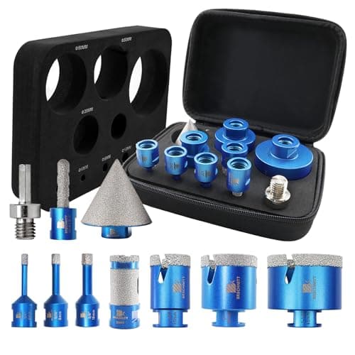 Diamond Core Drill Bit Set - BRSCHNITT 10pcs Tile Hole Saw Kit Diamond for Porcelain Tile Ceramic Marble Granite Drilling,Finger Chamfer Bit - Thumbnail 6