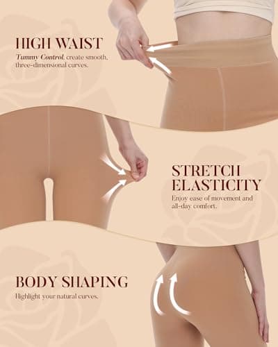 iceROSE 2 Pairs Fleece Lined Thermal Tights for Women – Sheer Black Pantyhose Warm Winter Thick Fake Translucent Leggings - Thumbnail 3