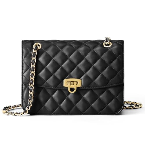 GEMIU Small Quilted Purses for Women Crossbody Purses Clutch Purse Crossbody Bags with Chain Strap Black - Image 1